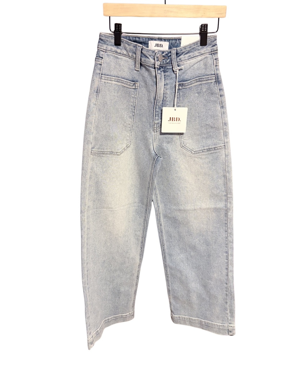 NWT JBD Eve Utility Wide Leg Jean Size 24, Light Wash